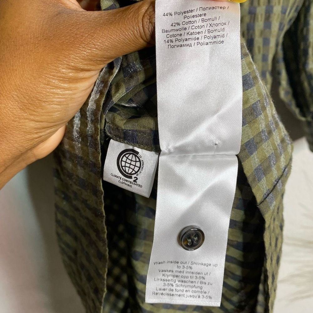 GANNI Dress Seersucker Gingham Mini Dress Green Size 34 - Picture 11 of 11